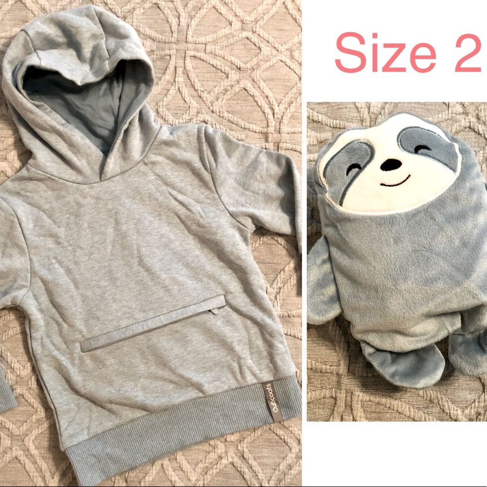 New Cubcoats cozy blue hoodie + sloth plush animal (2T)